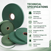 Rouleau d'isolation électrique en papier crépon PET pour transformateur, résistant à la chaleur, thermiquement stable et compatible avec l'huile, de qualité industrielle
