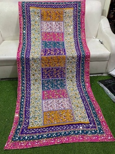 Ethnic Style Floral Dupatta Festive Silk <b>Shawl</b> Wrap with Shell and Mirror Accents Silk <b>Shawl</b> Women Hijab Wear <b>Ladies</b> Duppata - Product Image 6