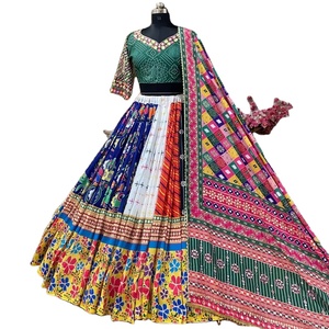 Lehenga choli ผ้าคอตตอนผ้ามัสลินพิมพ์ลายกระจกออกแบบล่าสุด - Product Image 1