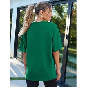 T-shirt surdimensionné décontracté de grande taille pour femmes couleur unie écologique Anti-rides longue longueur t-shirt d'été vêtements - Product Image 6