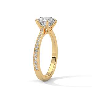Anillo de Compromiso con Diamante Cultivado en Laboratorio de 2 Quilates, Claridad VVS, Solitario con Diamantes Laterales, Anillo de Oro Sólido de 14K/18K/10K - Product Image 5
