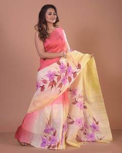 Puro Bishnupuri Tussar Saree con blusa pintada a mano Impresión dibujada a mano de seda de calidad especial - Product Image 6