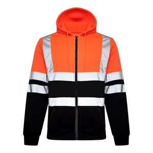 Sudadera CON CAPUCHA DE SEGURIDAD reflectante personalizada con cremallera completa fluorescente de 2 colores, ropa de trabajo de alta visibilidad, venta a granel 2024 - Product Image 3