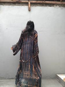 Kimono de manga larga bohemio con cinturón para mujer, Kimono sexy elegante de talla grande de rayón teñido anudado de diseñador, novedad de 2022 - Product Image 5