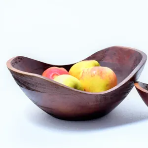 Utensilios de cocina de madera de acacia pulida personalizados, fruta sólida ecológica y ensaladera con logotipo personalizado de forma redonda - Product Image 2