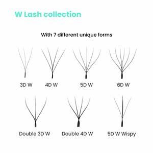 Extensions de cils en forme de W 0,05 0,07, logo personnalisé, tige longue, cils en forme de trèfle en fleurs, cils tissés en W, fournitures pour techniciens en cils, vente en gros - Product Image 6