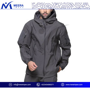 Chaqueta cortavientos impermeable de carcasa blanda con cremallera personalizada para hombre, chaqueta de nailon Unisex con puños elásticos - Product Image 3
