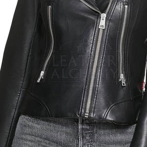 Vente directe d'usine, veste d'hiver en cuir pour femmes, coupe élégante et finition lisse, ajoutant de la confiance à votre style - Product Image 6