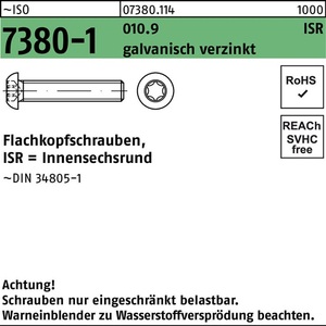 <b>Flat</b> Head <b>Screw</b> ISO 7380-1 M5x10 T25 Grade 10.9 500 Pcs Pack - Product Image 1