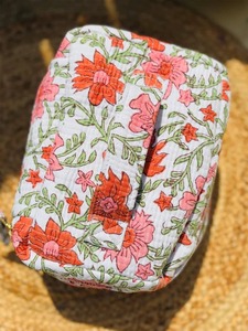 กล่องใส่เครื่องสำอางผ้าฝ้ายลายควิลท์แบบวินเทจ ทำมือ เป็นมิตรกับสิ่งแวดล้อม มีซิปปิด ทนทาน กันน้ำ พกพาสะดวก - Product Image 2