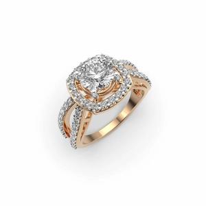 Bague Halo en diamant de laboratoire de taille ronde Bague de fiançailles ronde en or blanc 14 carats HPHT écologique - Product Image 3