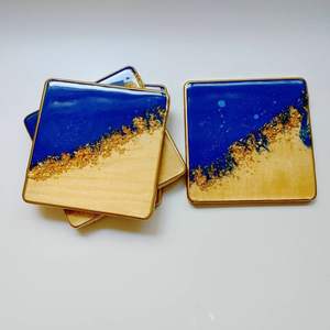 Classical Wooden <b>Coaster</b> Set of 4 With Holder Modern Epoxy Resin <b>Coasters</b> Epoxy Drink <b>Wine</b> Genuine Acacia Wood Manufacture - Product Image 6