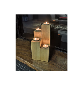 Portavelas de madera para decoración de boda en casa, producto hecho a mano, soporte de vela de madera natural más vendido, buen precio - Product Image 4