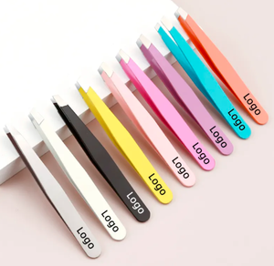 Vente en gros 1.5mm ANAAIF pince à sourcils personnalisée Logo privé pince à sourcils Super Grip noir rose métal épais inoxydable pointu - Product Image 1