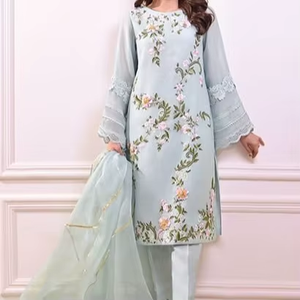 Vestido elegante de fiesta para EMBROIDERY---ON, traje con apliques para trabajar para fiesta/boda, KURTA, PANT---FOR, 2021 - Product Image 4