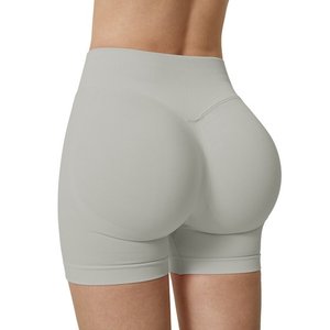 Pantalones cortos de impacto de entrenamiento para mujer Scrunch Butt Lifting Gym Seamless Booty Biker Shorts Azul claro L - Product Image 5