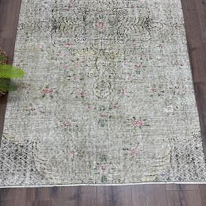 Tapis turc vintage 3,9x7,1 pi (119x216 cm), tapis en laine persan gris - Product Image 2