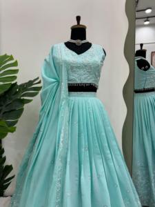 Colección de boutique Premium étnica india Lehenga y Choli semicosidos con Dupatta de contraste de proveedor mayorista - Product Image 5