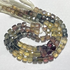 Cuentas con forma de caja facetada de fluorita, Cubo de fluorita multicolor Natural, taladro de soporte de 7/8mm para fabricación de joyas, marca ASP GEMS - Product Image 5