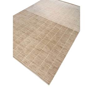 พรมขนสัตว์ทำมือสีเบจและสีน้ำตาลลายเส้น ขนาดใหญ่ 9x12 ฟุต รูปทรงสี่เหลี่ยมผืนผ้า เหมาะสำหรับห้องโถงหรือห้องนั่งเล่น-Hwl-178 - Product Image 2