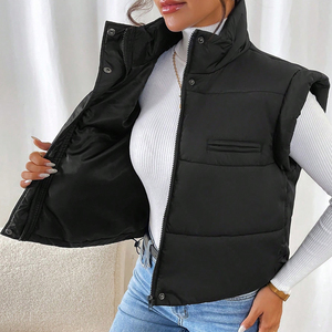 Chaleco Acolchado Personalizable para Mujer, Elegante, Abrigado, para Invierno, Estilo Ecuestre, Sin Mangas, Acolchado - Product Image 3