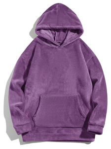 Sweat à capuche pull-over pour hommes de haute qualité Logo personnalisé en relief confortable tissu polaire polyester uni Style doux sweats à capuche vierges - Product Image 2