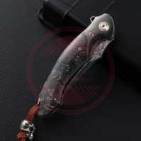 Couteau à lames pliantes de poche avec logo personnalisé Couteau pliant damas à vendre avec manche en bois et acier damas