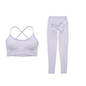 Logo personnalisé femmes survêtements sans couture Yoga ensemble vêtements de sport d'entraînement vêtements de sport Fitness soutien-gorge haut taille haute Leggings costumes de sport - Product Image 5