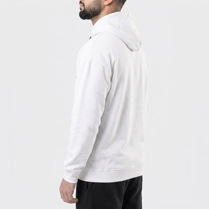 เสื้อสเวตเชิ้ตมีฮู้ดพิมพ์ลายต่างๆ สำหรับผู้ชาย สีขาว ผ้าฝ้าย สวมใส่สบาย ทรงปกติ มีกระเป๋าโลโก้ด้านหน้า เหมาะสำหรับใส่ในฤดูใบไม้ร่วง - Product Image 2