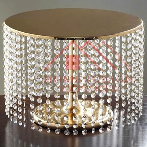 Soporte de pastel de oro con cadenas de cristal acrílico, decoración de fiesta de boda, colgante de cristal decorativo para pastel de cumpleaños - Product Image 5