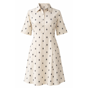 Vestido Midi de Algodón Tejido con Diseño de Puntos Buti, Estilo Casual Elegante, Decoración con Botones, Sostenible, Talla XS, para Ocasiones Diarias - Product Image 3