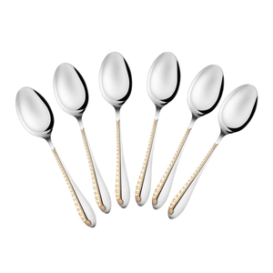 Cuillère à dessert en acier inoxydable lavable au lave-vaisselle Assiette dorée Cuillères design royal Cuillères de banquet en acier inoxydable - Product Image 4