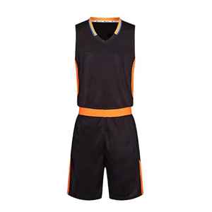 Basket-ball pour enfants et uniformes pour hommes quantité en vrac noir Orange respirant femmes ensembles mode basket-ball personnalisé à vendre - Product Image 3