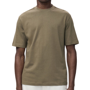 Camiseta de corte cuadrado de gran tamaño para hombre, ropa de calle personalizada, algodón peinado, blanco, Cuello pequeño, hombros caídos, camiseta personalizada - Product Image 1