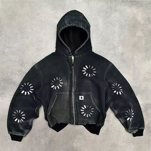 Custom Acid Wash Sun Faded 400gsm Heavyweight Cotton Hoodie Sun Faded Rhinestone Recortada Boxy Fit Solid Winter Sun Faded Hooded - Product Image 4