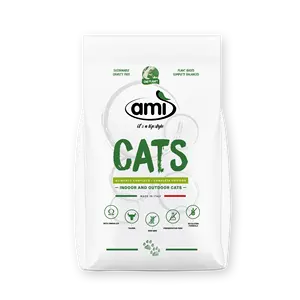 Ami kedi süper Premium Pet gıda 100% bitki kapalı ve açık kediler için dayalı, kediler için İtalya'da yapılan kibbles 1,5 kg