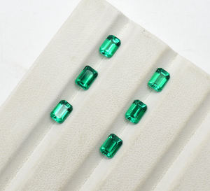 Octogone Lab Grown Emerald hydrothermal Emerald Vivid green Gemstone 9X7mm 10X8mm 11X9mm 12X10mm Pierres précieuses en vrac pour bijoux - Product Image 2
