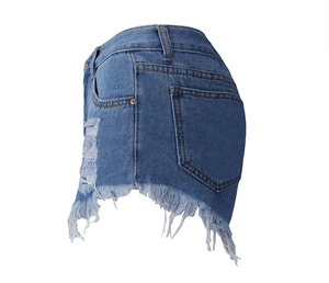 Shorts en jean déchirés pour hommes grande taille, respirants, sexy, pour la salle de sport, taille mi-haute, fermeture éclair, coupe ajustée - Product Image 4