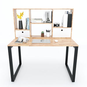 โต๊ะทำงานไม้และไม้ยางพาราแบบมินิมอลพร้อมลิ้นชักแบบดึงออกได้ - Product Image 2