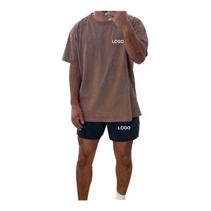 2025 Nueva calidad elegante desgaste Material de algodón camiseta pantalones cortos conjunto para hombres transpirable Pakistán hecho Color sólido conjunto de pantalones cortos de verano - Product Image 3