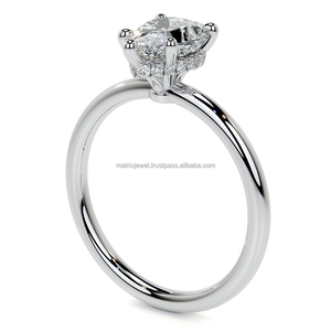 แหวนเพชรเดี่ยวทรงลูกแพร์สุดสวยสำหรับผู้หญิงแหวนเพชรเม็ดเดี่ยวทำจากเงินสเตอลิง925 - Product Image 5