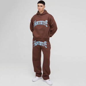 Sudadera con capucha de moda Pantalones de chándal Jogger conjunto Cargo pantalón transpirable chándal de gran tamaño Boxy Homme PU apliques chándal con capucha - Product Image 1