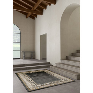 Alfombras de Seda Tejidas a Mano con Gemas, Diseño Geométrico Gris y Negro para el Hogar o Pasillo de Adolescentes - AIPS-1001 - Product Image 5