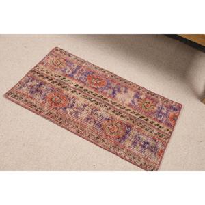 Turkish Small Rug, 1.8x3.1 ft Vintage Rug, <b>Red</b> <b>Wool</b> Rug - Product Image 2