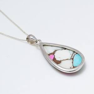 Collar de Plata de Ley 925 con Colgante de Turquesa Rosa Natural, Joyería de Turquesa Rosa Hecha a Mano, Regalo Único - Product Image 4