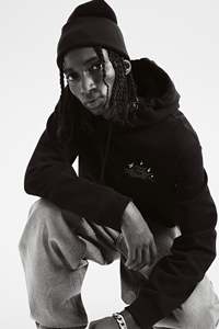 เสื้อสเวตเตอร์คอตตอนสีดำสำหรับผู้ชาย, เสื้อสเวตเตอร์คอตตอนผสมทรงหลวมใส่สบายพิมพ์ลายมีฮู้ดหูรูดมีกระเป๋าสไตล์จิงโจ้สำหรับฤดูหนาว - Product Image 5