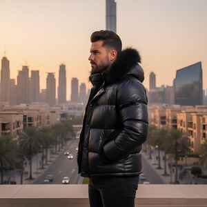 Veste matelassée thermique réversible à capuche en cuir d'agneau véritable de qualité supérieure, conçue pour protéger des vents glacés, assurant chaleur respirante - Product Image 4