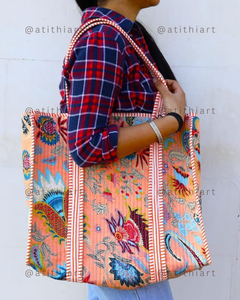 Sac fourre-tout décontracté réutilisable en coton 100% matelassé, écologique, pour un usage quotidien - Product Image 5