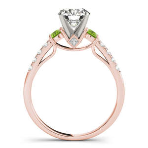 Anillo de Compromiso de Oro Rosa de 14k con Tres Piedras, Diamante y Peridoto (0.43ct) - Product Image 1
