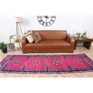 Vintage <b>Runner</b> Rug, 3.2x9.8 ft Turkish Rug, <b>Red</b> Floral Wool Rug - Product Image 1